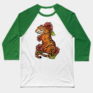 Tiger and Flowers Baseball T-Shirt